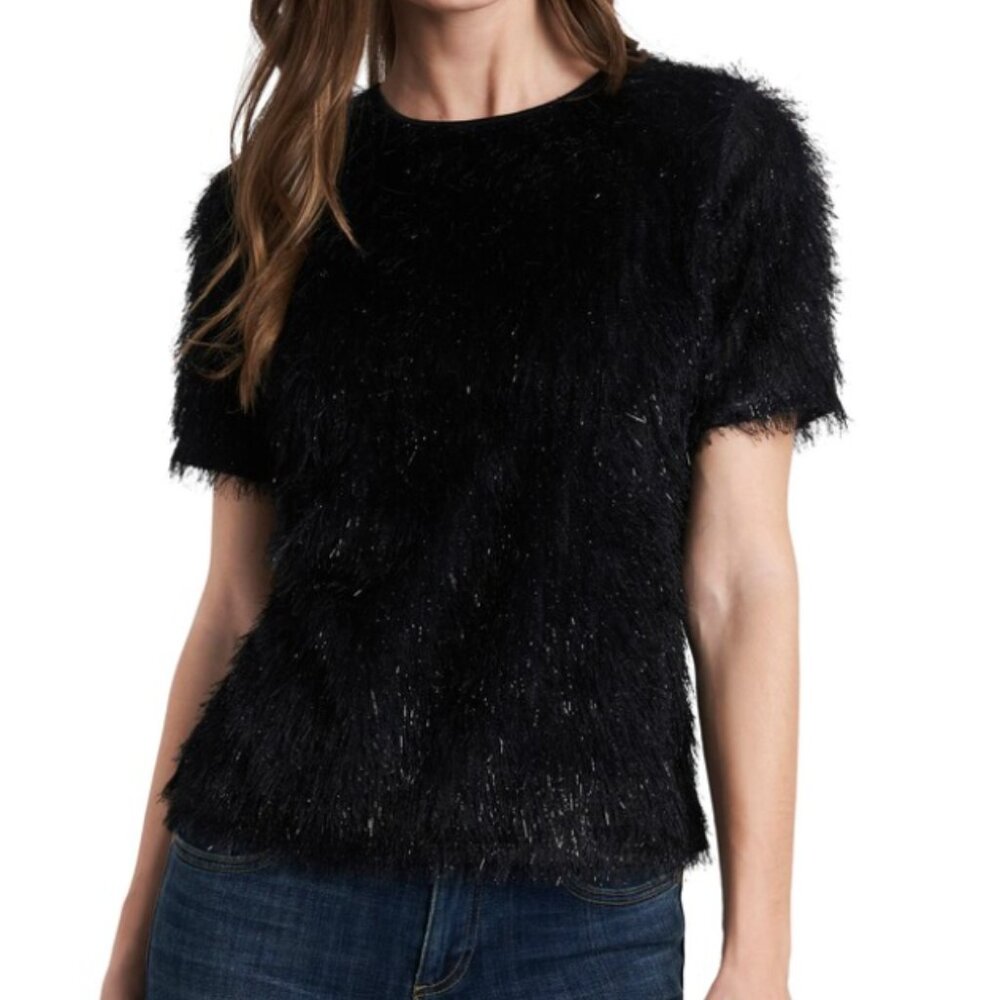 Vince Camuto Sparkle Eyelash Knit Short-Sleeve Sweater (Size M)